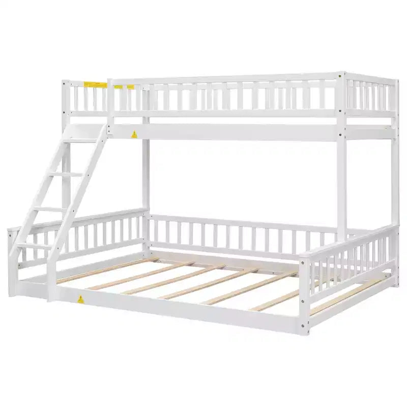 Letto a castello intero Okak in legno, letti a castello per bambini con scala e sponde di sicurezza, letti a castello gemelli per bambini, adolescenti