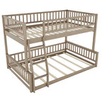 Letto a castello intero Okak in legno, letti a castello per bambini con scala e sponde di sicurezza, letti a castello gemelli per bambini, adolescenti