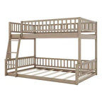 Letto a castello intero Okak in legno, letti a castello per bambini con scala e sponde di sicurezza, letti a castello gemelli per bambini, adolescenti