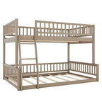 Letto a castello intero Okak in legno, letti a castello per bambini con scala e sponde di sicurezza, letti a castello gemelli per bambini, adolescenti
