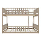 Letto a castello intero Okak in legno, letti a castello per bambini con scala e sponde di sicurezza, letti a castello gemelli per bambini, adolescenti