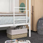 Letto a castello Okak Moedern Twin su Twin, Letti a castello per bambini con struttura in metallo e scala integrata, Letto a castello salvaspazio per camera da letto