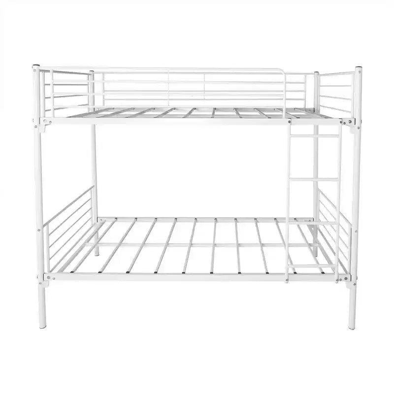 Letto a castello Okak Moedern Twin su Twin, Letti a castello per bambini con struttura in metallo e scala integrata, Letto a castello salvaspazio per camera da letto