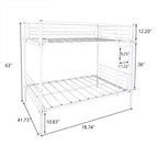Letto a castello Okak Moedern Twin su Twin, Letti a castello per bambini con struttura in metallo e scala integrata, Letto a castello salvaspazio per camera da letto