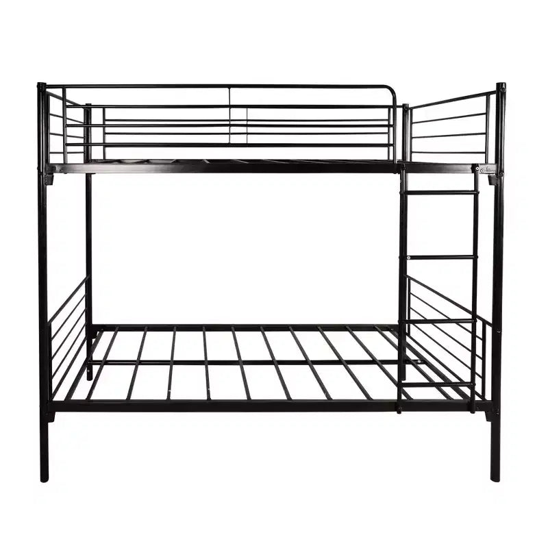 Letto a castello Okak Moedern Twin su Twin, Letti a castello per bambini con struttura in metallo e scala integrata, Letto a castello salvaspazio per camera da letto