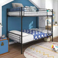 Letto a castello Okak Moedern Twin su Twin, Letti a castello per bambini con struttura in metallo e scala integrata, Letto a castello salvaspazio per camera da letto