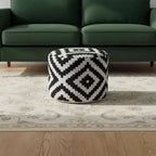 HomeRoots 18 Pouf-ottoman geometrico a cilindro nero
