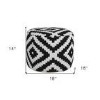 HomeRoots 18 Pouf-ottoman geometrico a cilindro nero