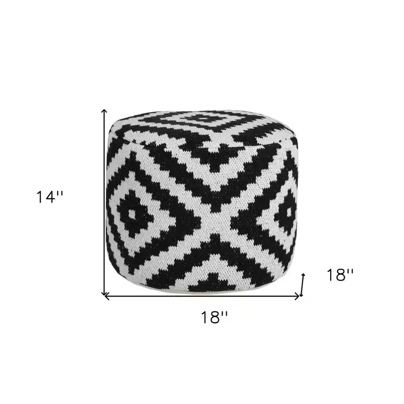 HomeRoots 18 Pouf-ottoman geometrico a cilindro nero