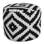 HomeRoots 18 Pouf-ottoman geometrico a cilindro nero
