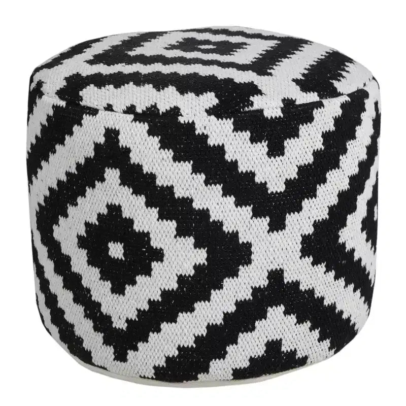HomeRoots 18 Pouf-ottoman geometrico a cilindro nero