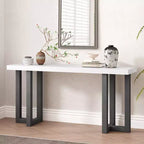 Okak 63IN Tavolo Consolle Minimalista con Gambe in Legno Massello, Elegante Tavolino da Ingresso con Piano Spesso, Tavolino da Corridoio per Soggiorno, Camera da Letto