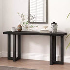Okak 63IN Tavolo Consolle Minimalista con Gambe in Legno Massello, Elegante Tavolino da Ingresso con Piano Spesso, Tavolino da Corridoio per Soggiorno, Camera da Letto