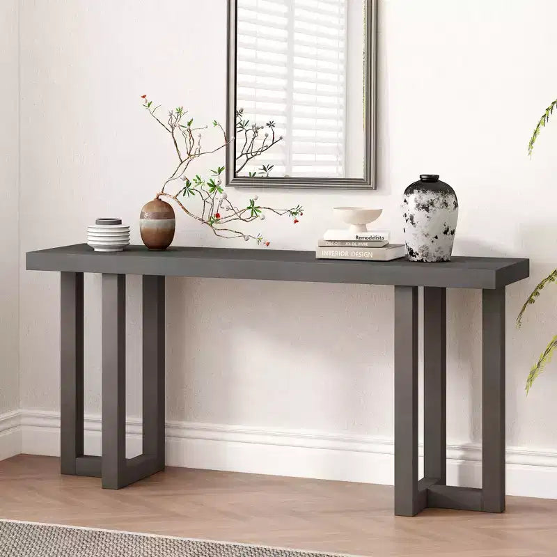 Okak 63IN Tavolo Consolle Minimalista con Gambe in Legno Massello, Elegante Tavolino da Ingresso con Piano Spesso, Tavolino da Corridoio per Soggiorno, Camera da Letto