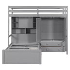 Letto a castello singolo con armadio e cassetti, letto a soppalco con ripiani portaoggetti e letto idraulico per bambini e adulti