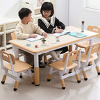 Tavolo e 6 Sedie per Bambini GustoWave, Tavolo per Bambini Regolabile in Altezza Moderno da 120 cm e Set di 6 Sedie con Gambe Antiscivolo