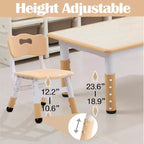 Tavolo e 6 Sedie per Bambini GustoWave, Tavolo per Bambini Regolabile in Altezza Moderno da 120 cm e Set di 6 Sedie con Gambe Antiscivolo
