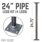 Pipe Decor Gambe da Tavolo in Tubo con Flangia Quadrata da 3/4 in. x 24 in. - Confezione da 4
