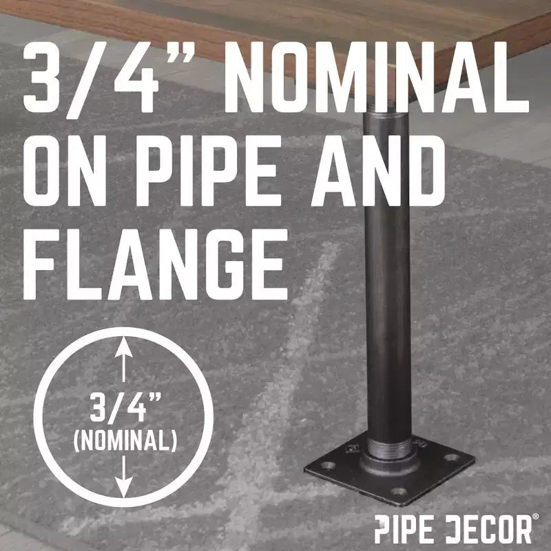 Pipe Decor Gambe da Tavolo in Tubo con Flangia Quadrata da 3/4 in. x 24 in. - Confezione da 4
