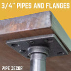 Pipe Decor Gambe da Tavolo in Tubo con Flangia Quadrata da 3/4 in. x 24 in. - Confezione da 4