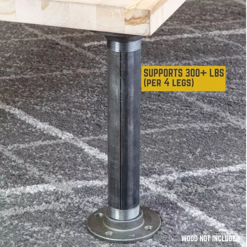 Pipe Decor, gambe per tavolo in tubo a flangia rotonda, 2 in. x 12 in. - confezione da 2 pezzi