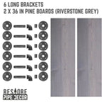 Scaffali RESTORE Riverstone Grey 36 in. con staffe a L di Pipe Decor