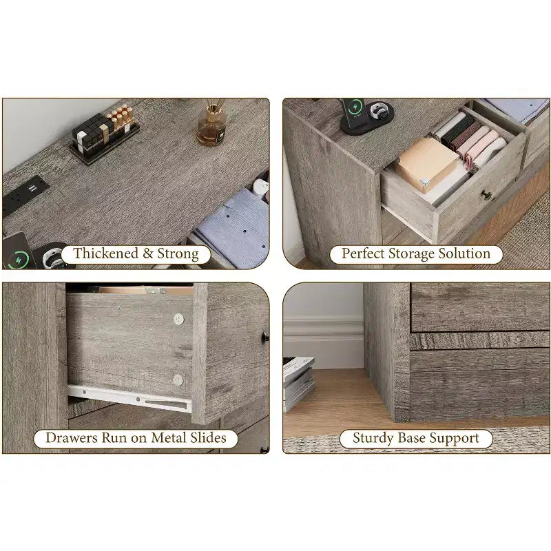 COZONY Cassettiera a 12 cassetti per camera da letto, cassettiera in legno a 61 cassetti, cassettiera alta moderna con guide in metallo, grande contenitore per soggiorno, corridoio