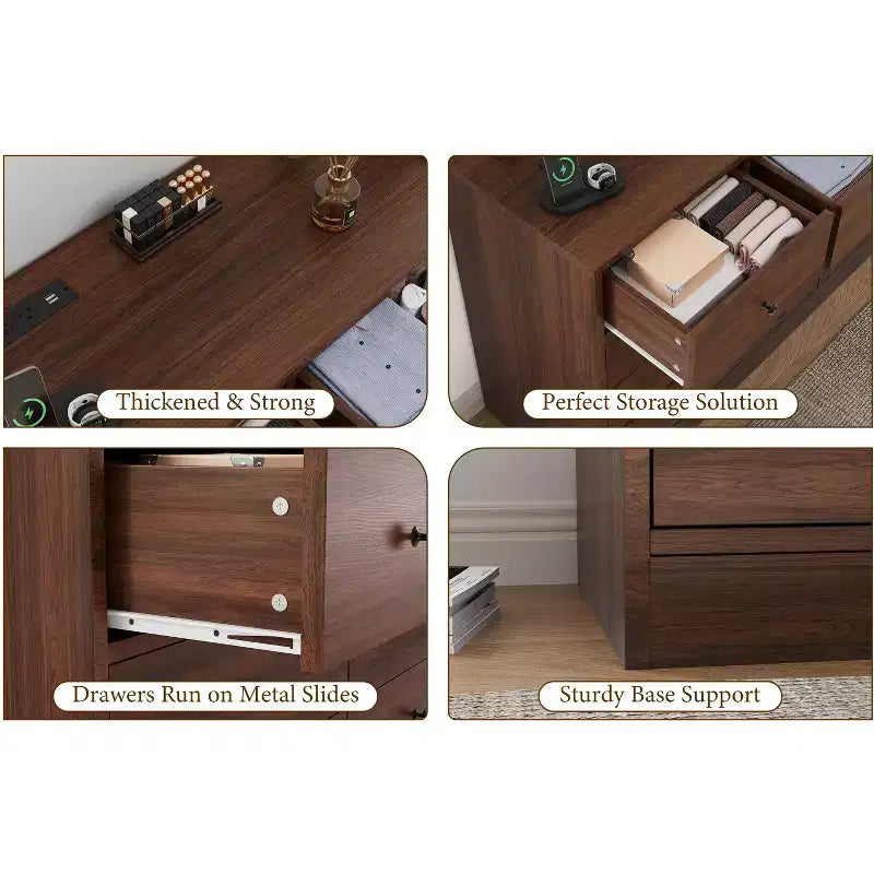 COZONY Cassettiera a 12 cassetti per camera da letto, cassettiera in legno a 61 cassetti, cassettiera alta moderna con guide in metallo, grande contenitore per soggiorno, corridoio