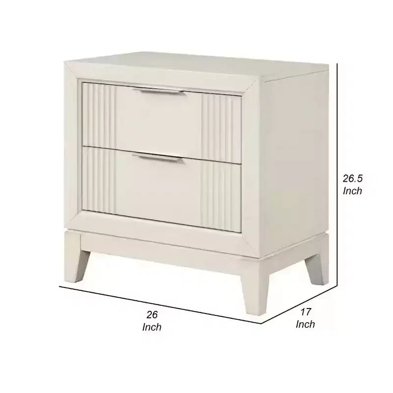 Comodino Royal Hampton, 2 cassetti, legno massello con finitura bianco antico, 27 pollici