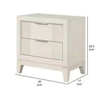 Comodino Royal Hampton, 2 cassetti, legno massello con finitura bianco antico, 27 pollici