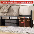 Acekool Set di 2 Telai Letto Matrimoniale con Testiera in Rattan Naturale, Spazio Contenitore, Silenzioso, Nessuna Molla, Matrimoniale, Set da 2