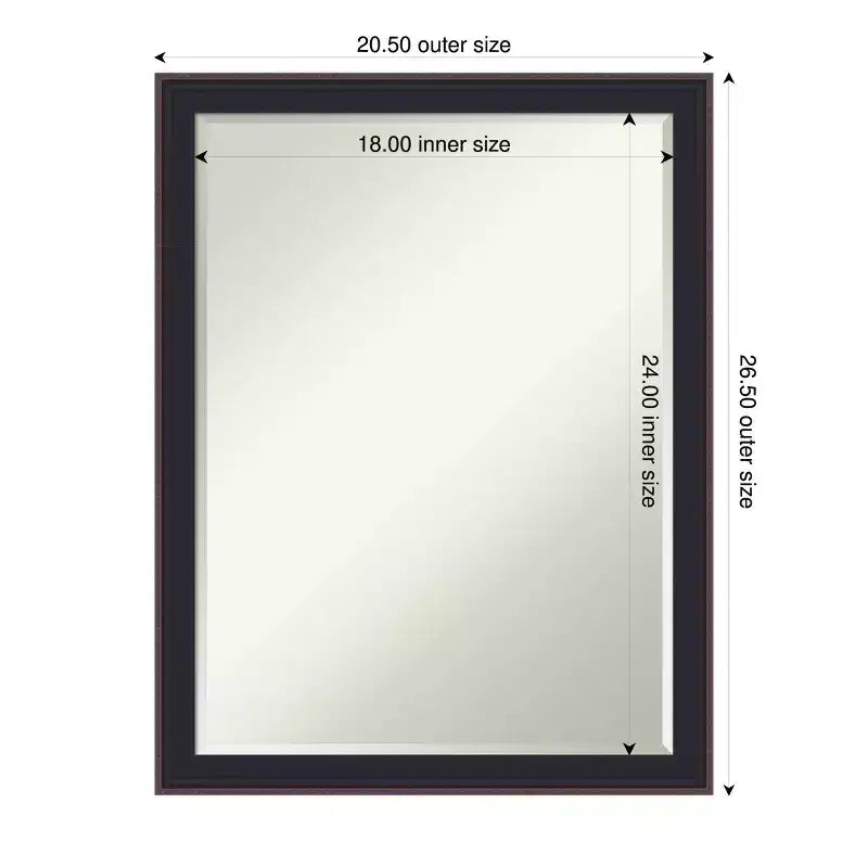 Specchio da parete per bagno Amanti Art Havana Black Bronze Petite Bevel 26,5 x 20,5 pollici