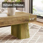 Tavolino da caffè Lantine 47 Farmhouse, tavolini centrali rettangolari in legno con base spessa, per soggiorno, salotto