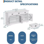 Credenza-Buffet per Fattoria, Mobile Contenitore Bar Caffè da 160 cm con 3 Cassetti 4 Ante e Ripiani Regolabili per la Casa, Bianco