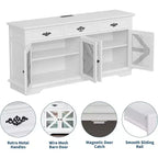 Credenza-Buffet per Fattoria, Mobile Contenitore Bar Caffè da 160 cm con 3 Cassetti 4 Ante e Ripiani Regolabili per la Casa, Bianco
