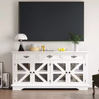 Credenza-Buffet per Fattoria, Mobile Contenitore Bar Caffè da 160 cm con 3 Cassetti 4 Ante e Ripiani Regolabili per la Casa, Bianco