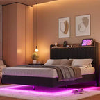 Struttura Letto, Letto a Piattaforma Flottante con Testiera, Porte di Ricarica, Base Letto Moderna Imbottita con Robuste Doghe in Legno, Nessuna Rete a Molle Necessaria
