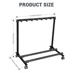 Supporto multiplo per chitarre con ruote, 7 posti, pieghevole, con imbottitura in gomma antiscivolo, per casa, band, palco