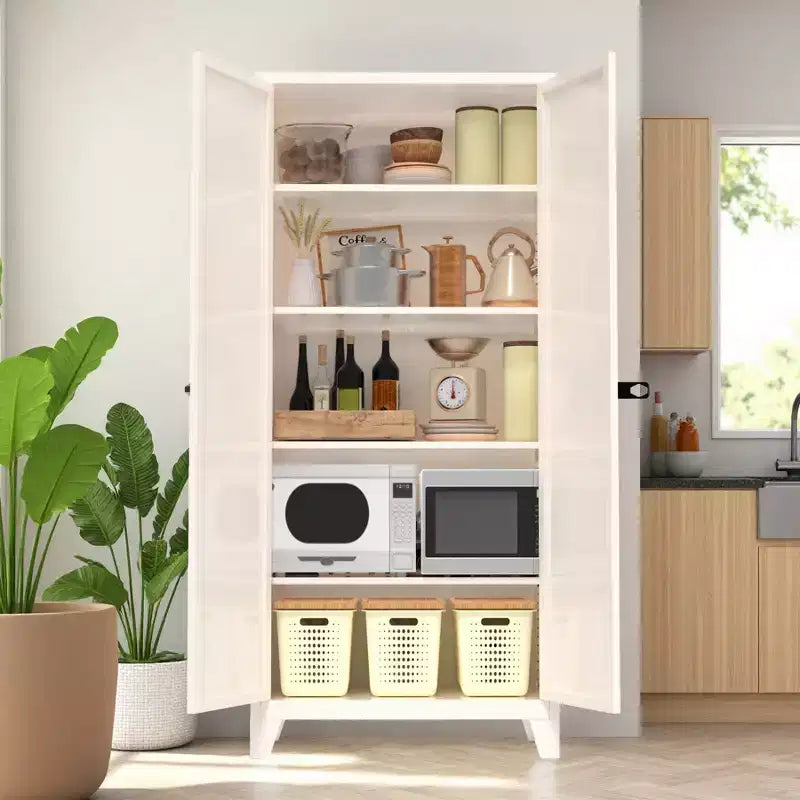 Armadio di stoccaggio in metallo alto 177,8 cm con ante chiudibili a chiave e ripiani regolabili, credenza da cucina, armadio per vestiti e attrezzi da garage per ufficio domestico