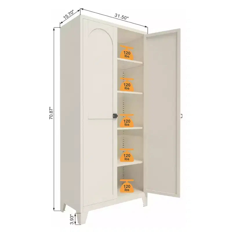 Armadio di stoccaggio in metallo alto 177,8 cm con ante chiudibili a chiave e ripiani regolabili, credenza da cucina, armadio per vestiti e attrezzi da garage per ufficio domestico