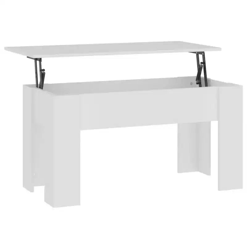 Tavolino da salotto bianco in legno multistrato ingegnerizzato, regolabile
