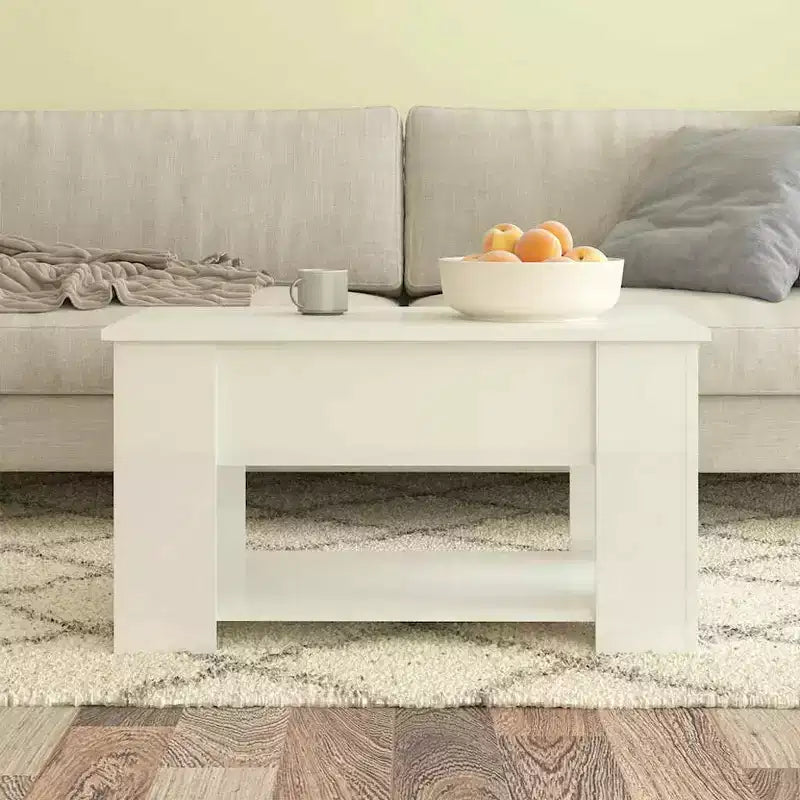 Tavolino bianco lucido Legno multistrato convertibile di medie dimensioni