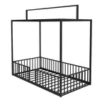 Letto a piattaforma Montessori in metallo convertibile 3-in-1, dimensioni Twin/Full, con recinzione per bambini, con tettuccio - ModernLuxe