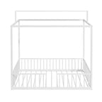 Letto a piattaforma Montessori in metallo convertibile 3-in-1, dimensioni Twin/Full, con recinzione per bambini, con tettuccio - ModernLuxe