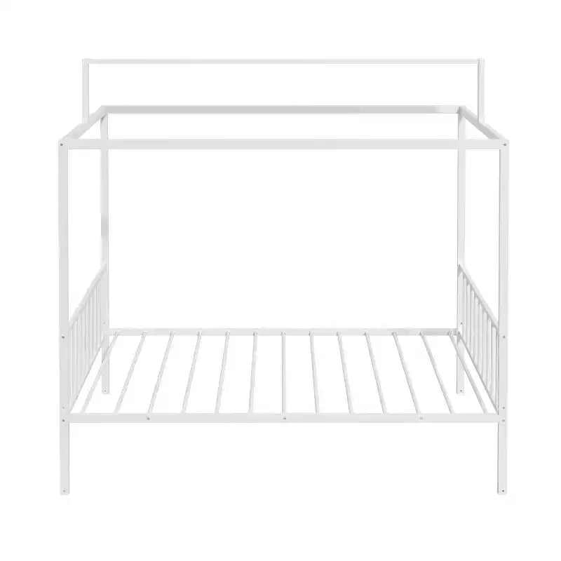 Letto a piattaforma Montessori in metallo convertibile 3-in-1, dimensioni Twin/Full, con recinzione per bambini, con tettuccio - ModernLuxe