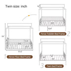 Letto a piattaforma Montessori in metallo convertibile 3-in-1, dimensioni Twin/Full, con recinzione per bambini, con tettuccio - ModernLuxe