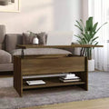 Coffee Table Brown Oak Engineered Wood Standard Height Adjustable