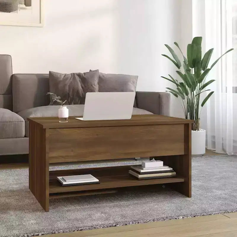Tavolino da salotto rovere marrone in legno multistrato altezza standard regolabile