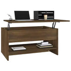 Tavolino da salotto rovere marrone in legno multistrato altezza standard regolabile