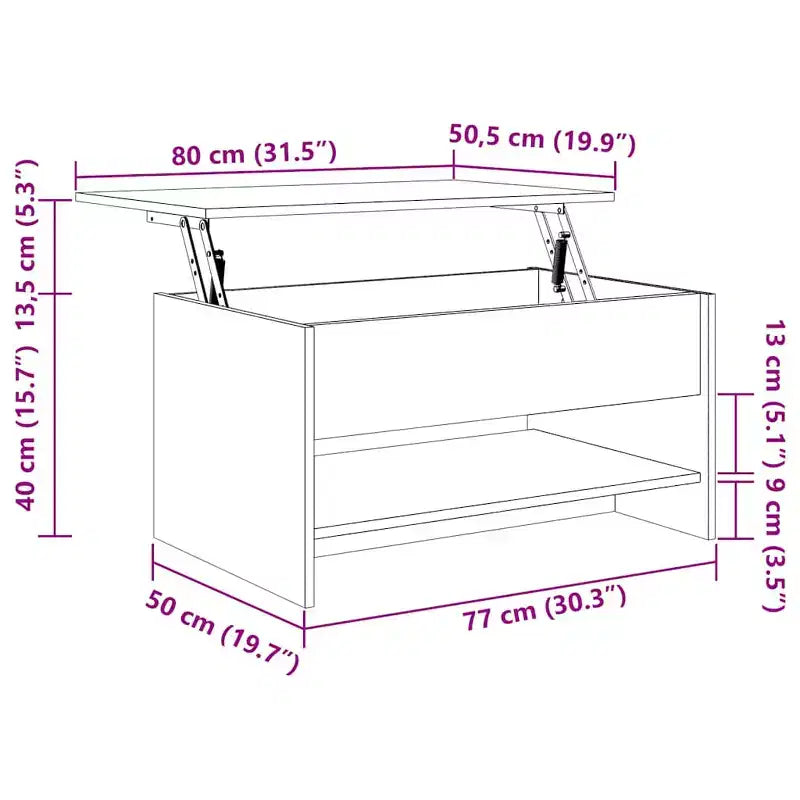 Tavolino da salotto rovere marrone in legno multistrato altezza standard regolabile